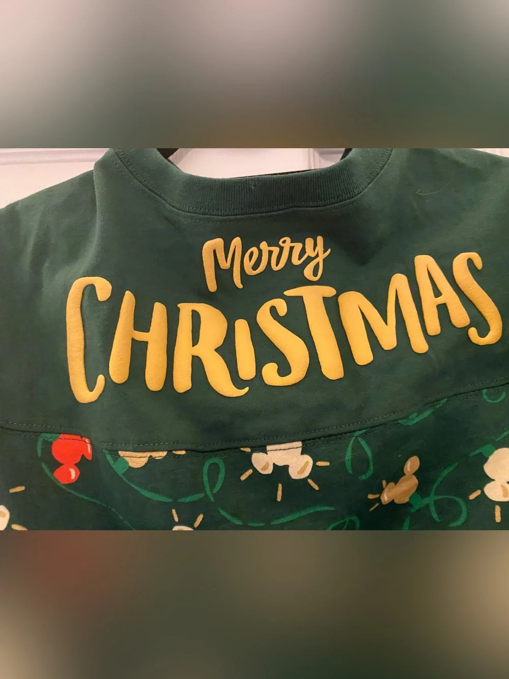 Disney XL Pets Spirit Jersey Dark Green Merry Christmas Mickey Head Logo Print